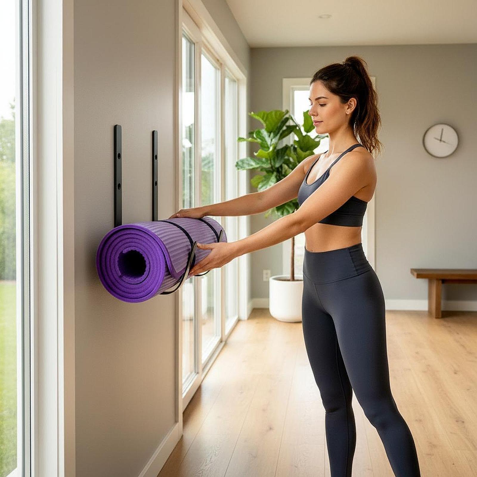 Wall Mounted Yoga Mat Holder C - Yoga And Fitness Studio review and price